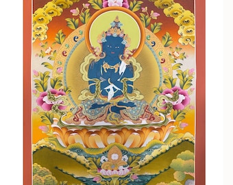 Thangka fatto a mano Vajradhara, dipinto sacro Thangka fatto a mano per la meditazione e la decorazione murale