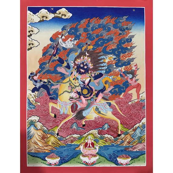 Lama Blessed Master Piece 24k Gold Palden Lhamo Thangka Painting