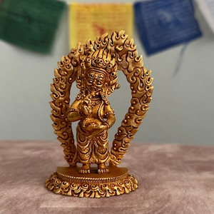 Full Gold Plated Mahakala Statues, Copper Statues Gold Plated