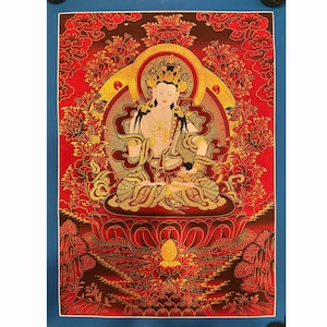 Vajrasattva Thangka Art from Nepal, Dorje Sempa Thangka Painting, Hand Painted Canvas Cotton Tibetan Thangka From Nepal