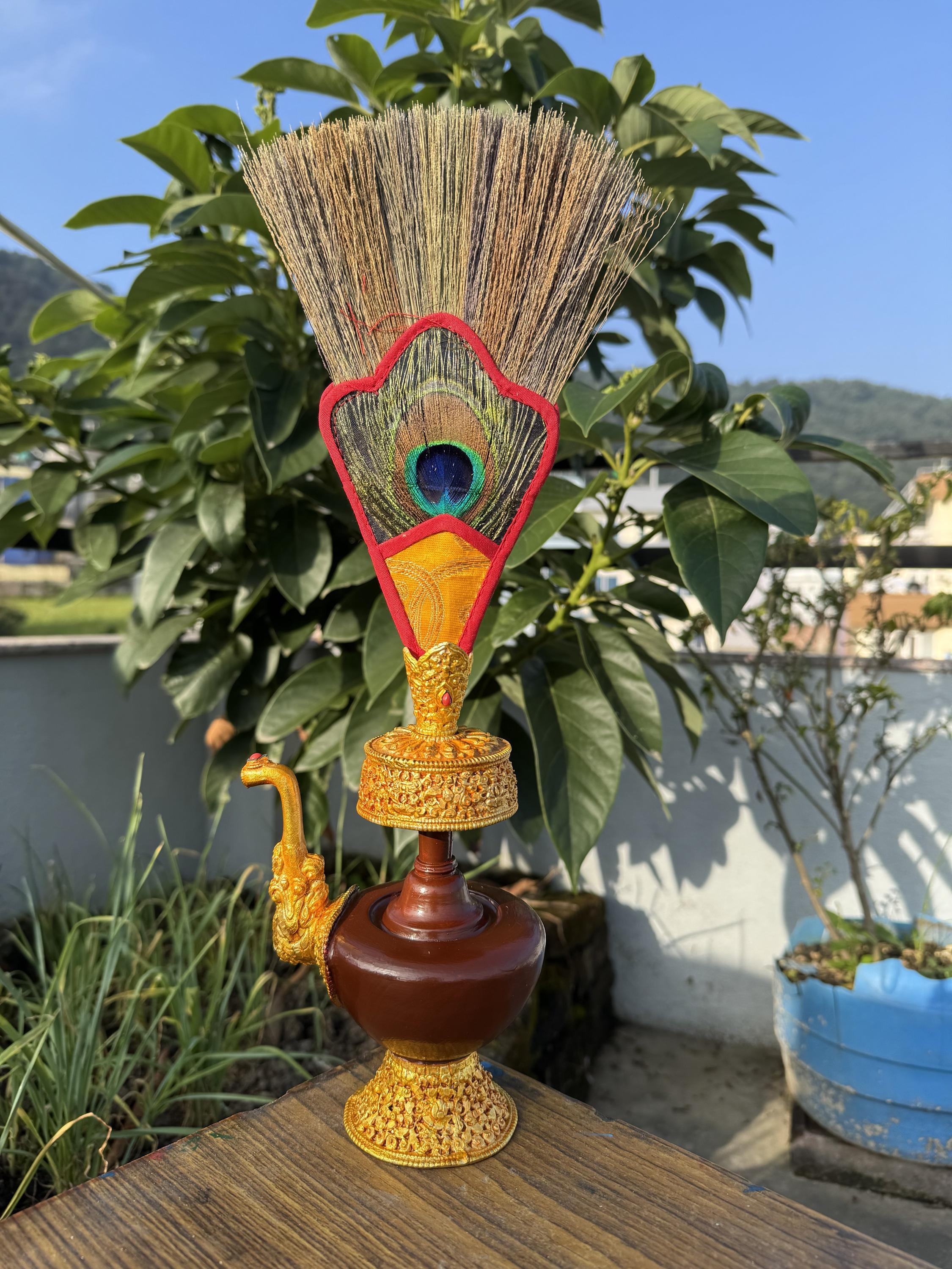 Handcrafted Bhumpa Ritual Vase With Peacock Feather - Etsy