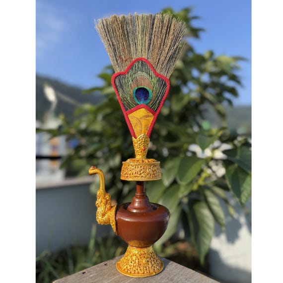 Handcrafted Bhumpa Ritual Vase With Peacock Feather - Etsy
