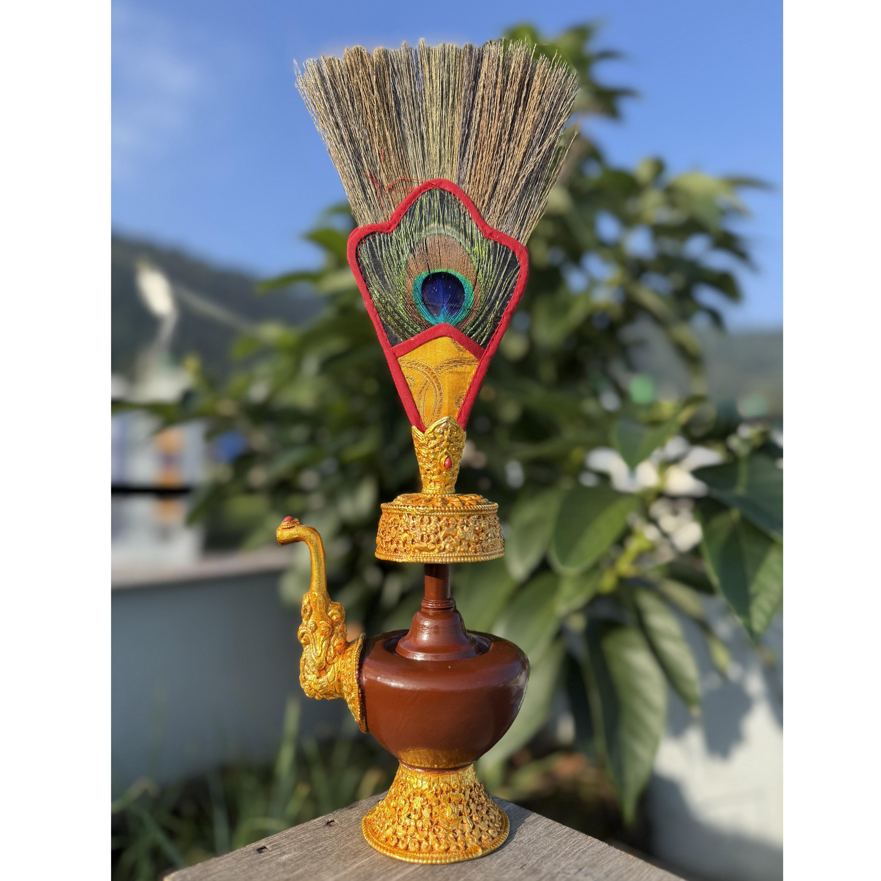工芸品  Pampula vase 90mm Handcrafted Bhumpa Ritual Vase With Peacock Feather - Etsy