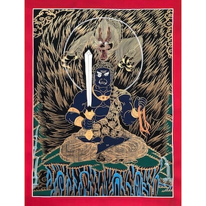 Peinture Acala Thangka, Peinture Thangka sacrée faite à la main pour la méditation et bonne chance à la maison, Peinture de décoration murale tibétaine
