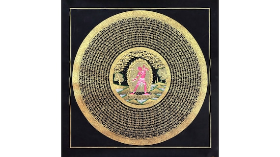 Vajrayogini Mantra Mandala: Hand-painted Dakini Yogini Art (31x31