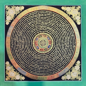 Peinture double Vajra Mantra Mandala Thangka, om Mani Padme Hum Mandala Thangka Art