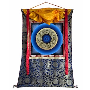 Thangka mandala mantra en brocart de soie de haute qualité, peinture thangka sacrée faite main pour la méditation, peinture de décoration murale tibétaine