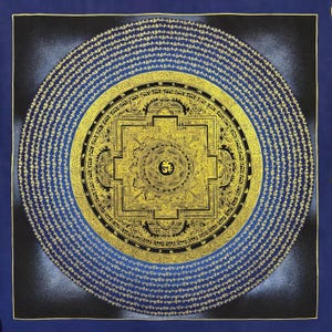 Prayer Mandala Thanka, Mantra Mandala Thangka, Om Mani Padme Hum Mandala Thangka, Mantra Blessed Thangka