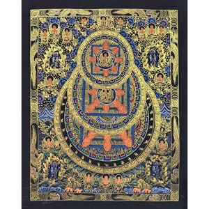 Thangka mandala bouddha, mandala traditionnel, art himalayen, pour décoration intérieure et sanctuaire