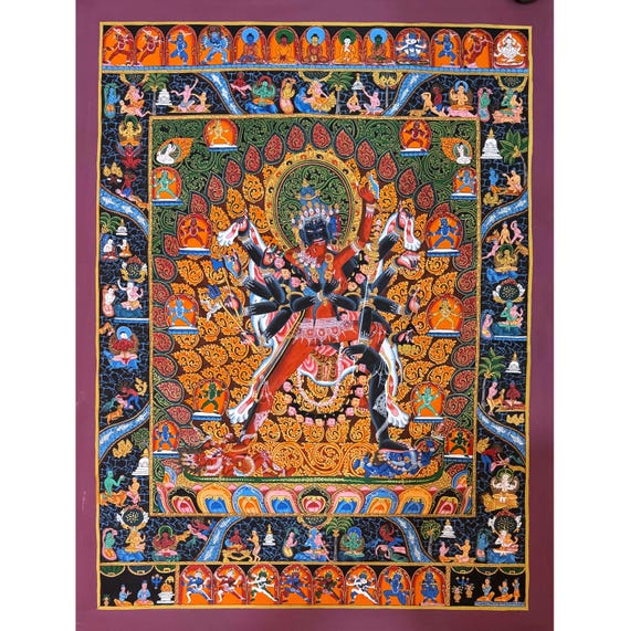 CUSTOM: Silk Brocade Mounted Chakrasamvara Thangka Painting