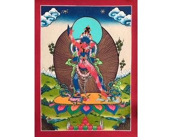 Dipinto Chakrasamvara Thangka fatto a mano su tela, arte Nepal
