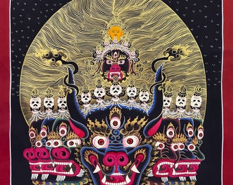 Yamantaka Thangka Painting, Handmade in Nepal, Vajrabhairava Thanka