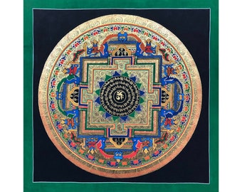 Blessed Om Round Mandla, Om Mani Padme Hum Mandala Thangka