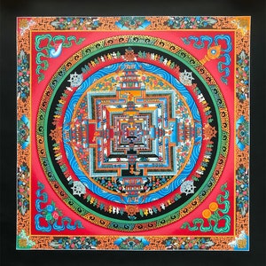 Master Quality Kalachakra Mandala Thangka Painting, Rare Genuine Hand Painted Tibetan thangka, thanka Gold leaf Painting