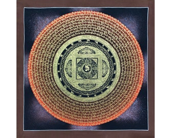 Om Mantra Mandala Thangka Painting, Thanka Art for gift, Lama Blessed Tangka, Om Mani Padme Hum Mandala