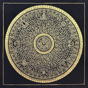 Auspicious Mantra Mandala Thanka, Om Mani Padme Hum Mandala Thangka, Bleessed Mandala Thanka, Tibetan Wall Decoration Painting