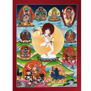 Genuine Hand Painted Machig Labdron Thangka Painting, Handmade Sacred Thangka Painting for Meditation and Good Luck to house