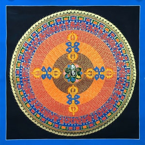 110x110cm Vajra Mantra Mandala Thangka, Om Mani Padme Hum Thangka Art, Om Mandala, Prayer Mandala