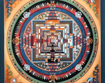 Hand-Painted Kalachakra Mandala Thangka, Wheel of Time, Tibetan Art
