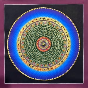 Om Mantra Mandala Thangka Painting, Thanka Art for gift, Lama Blessed Tangka, Om Mani Padme Hum Mandala