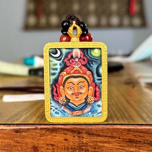 High Master Quality Guru Rinpoche Pendant, Hand Painted Padmasambhava Amulet