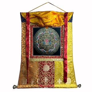 Mandala kurukulla en or 24 carats de qualité supérieure, mandala béni, véritable thangka tibétain peint à la main, peinture à la feuille d&#39;or Thangka