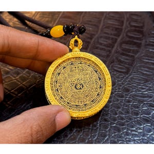 Gold Painted Mandala Pendant, Mandala Amulet - Necklace, Jewellery, Handmade