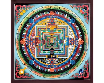 102 x 102 cm マスター品質のカラチャクラマンダラタンカアート