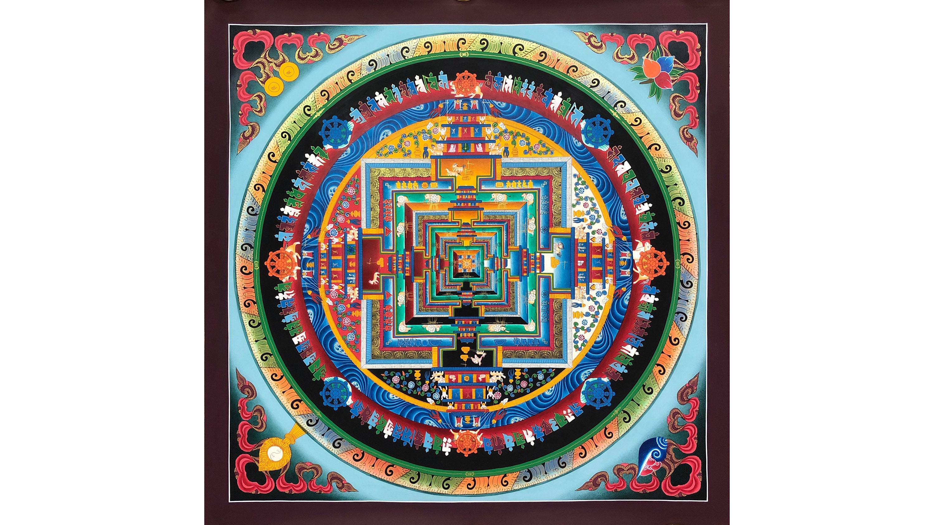 102 x 102 cm マスター品質のカラチャクラマンダラタンカアート