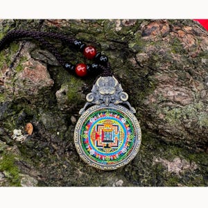 Monk Blessed Kalachakra Mandala Pendant, Mandala Amulet - Necklace, Jewellery, Handmade