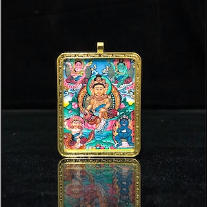 Genuine Handmade Five Dzamabal Thangka Pendant, 5 Zambala Amulet - Necklace, Jewellery, Handmade