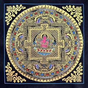 Amitabha Buddha Mandala Thangka, Genuine Hand Painted Tibetan thangka, thanka Gold leaf Painting