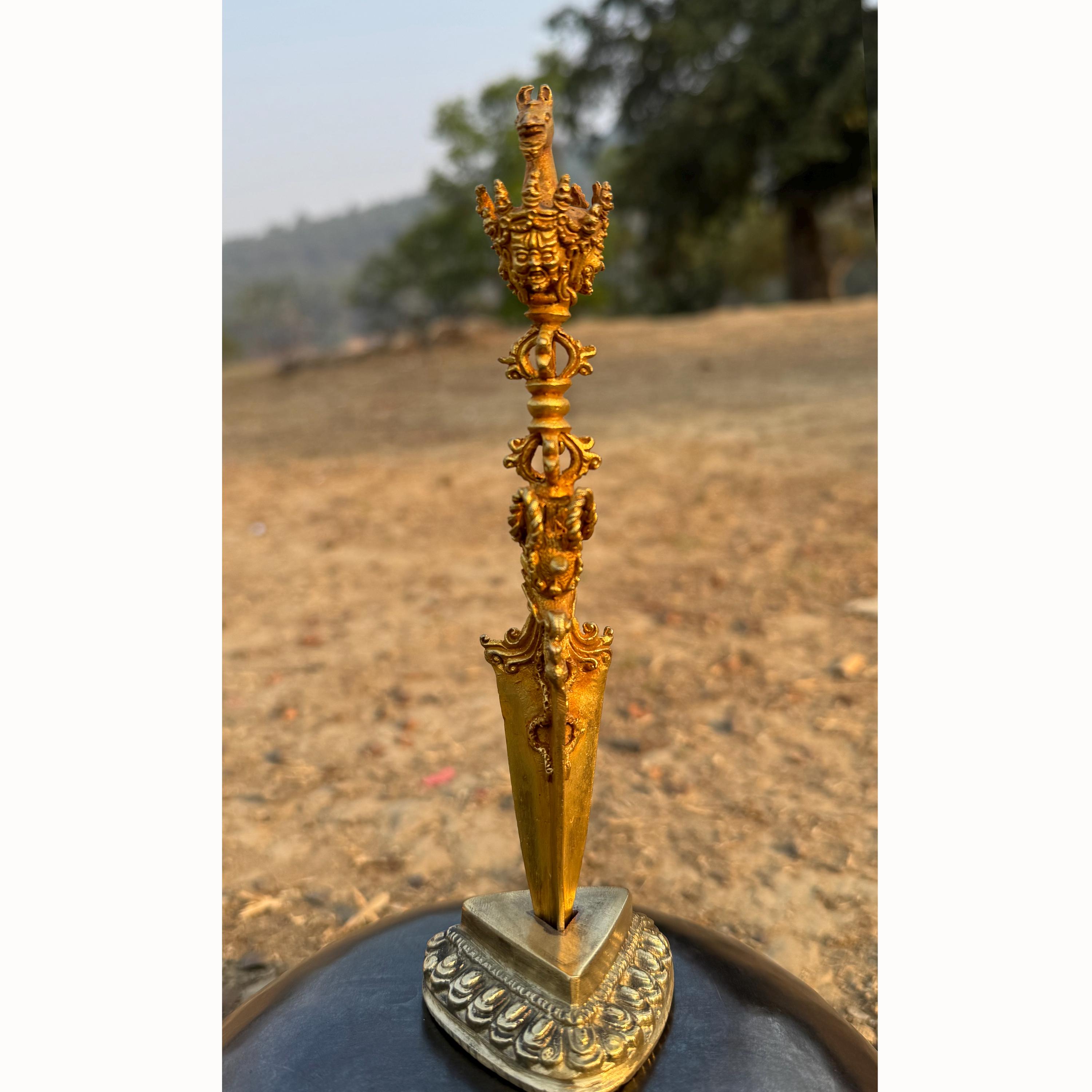 Gold Painted Tamdin Phurba, Hand Made Phurba, Cho Phur, Ritual