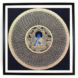 31 x 31 cali Mandala Buddy Medycyny, ręcznie robiony obraz święty Thangka do medytacji i pomyślności w domu, tybetański obraz dekoracyjny na ścianę