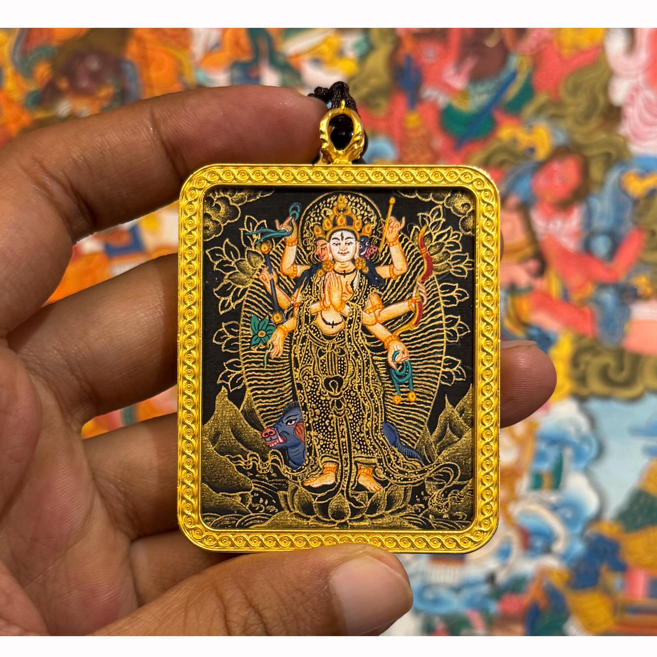 Marici Thangka Pendant – Hand-painted Buddhist Amulet - Etsy