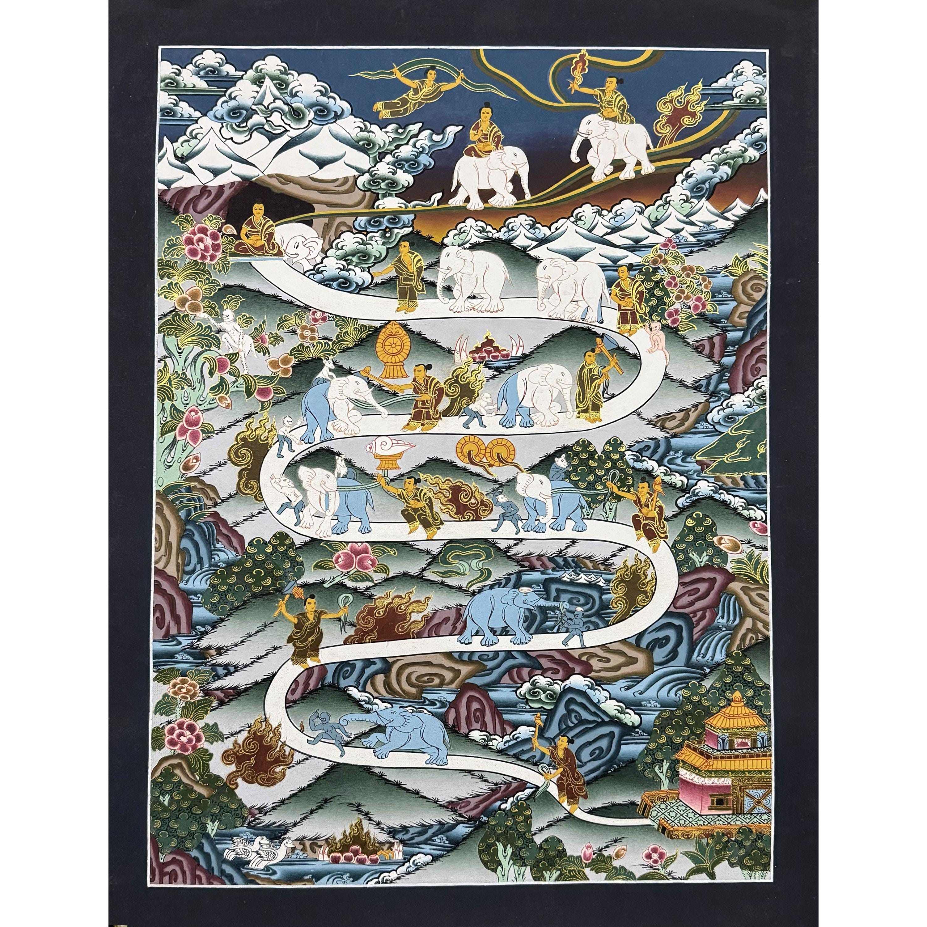 手作りの天国への道タンカ絵画：チベットの瞑想アート - Etsy 日本