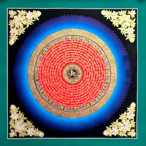 Om Mantra Mandala Thangka Painting, Thanka Art for gift, Lama Blessed Tangka, Om Mani Padme Hum Mandala