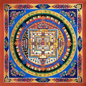 Large Size Kalachakra Mandala thangka, Thanka Painting, Wheel of Time Meditation Painting