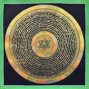 Peinture Mandala Thangka Jewel Mantra, om Mani Padme Hum Mandala Thangka Art
