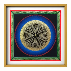 Thangka mandala mantra lotus de qualité supérieure, décoration murale tibétaine, peinture thangka sacrée faite main pour la méditation