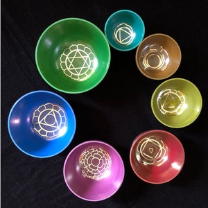 Set of 7 Chakra Painted Singing Bowl, Chakra Healing Singing Bowl Set from Nepal - Best for Meditation, Yoga and Healing