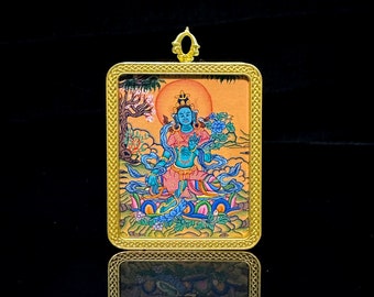 Master Quality Green Tara Pendant Thangka, Amulet Green Tara, Blessed Small Thangka,  necklace, jewellery, handmade