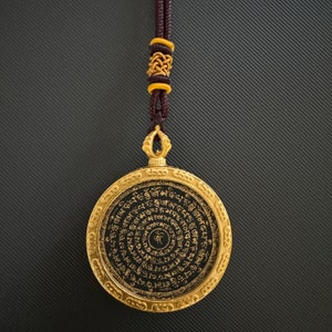 24k Gold Mantra Mandala Pendant, Om Mani Padme Hum Mandala Amulet, Blessed by Monk-necklace, jewellery, handmade