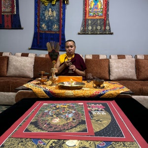 Silk Brocade Mounted Simhamukhi Thangka, Simhamukha Thanka bild 2