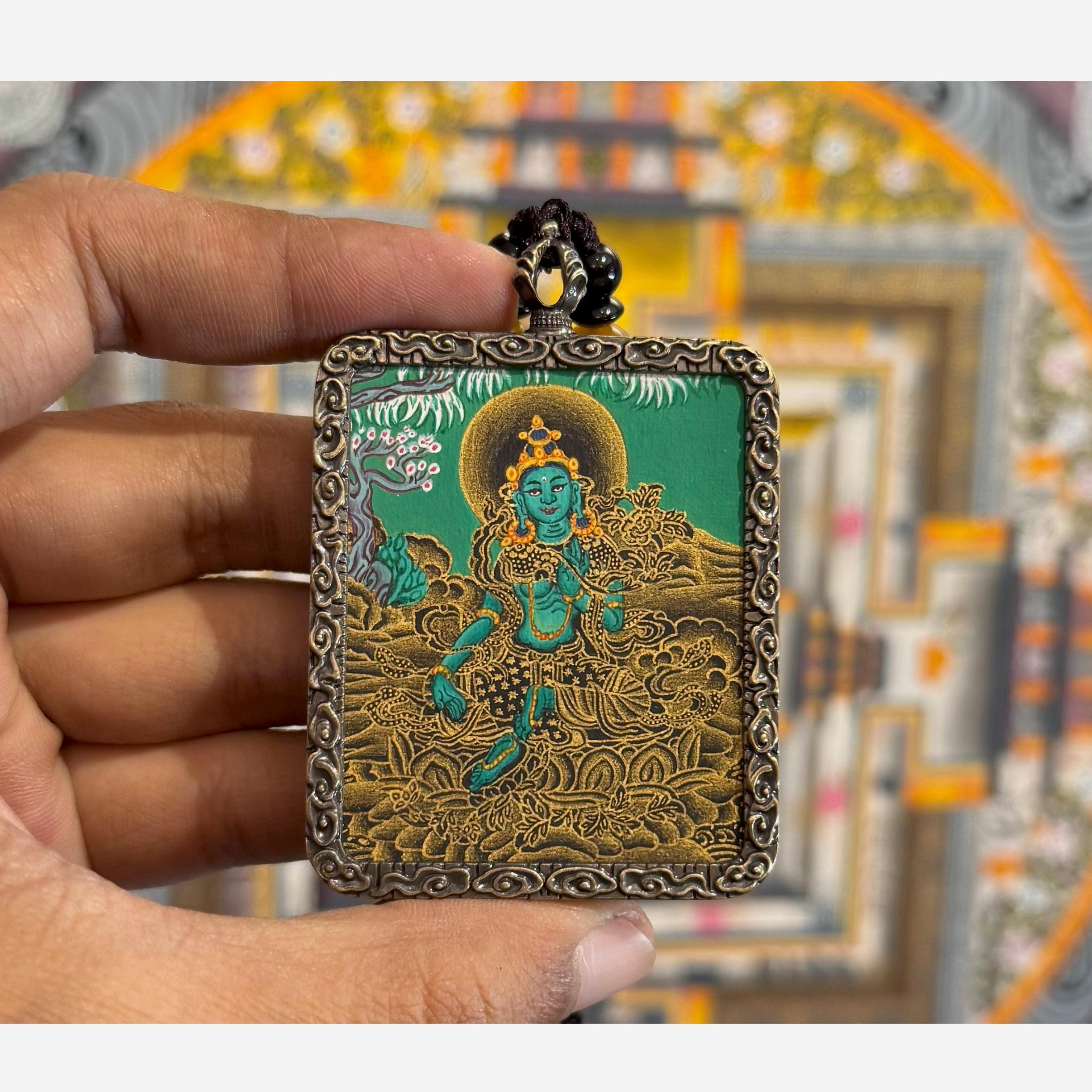 Blessed Green Tara Pendant, Dhola Amulet for Protection and