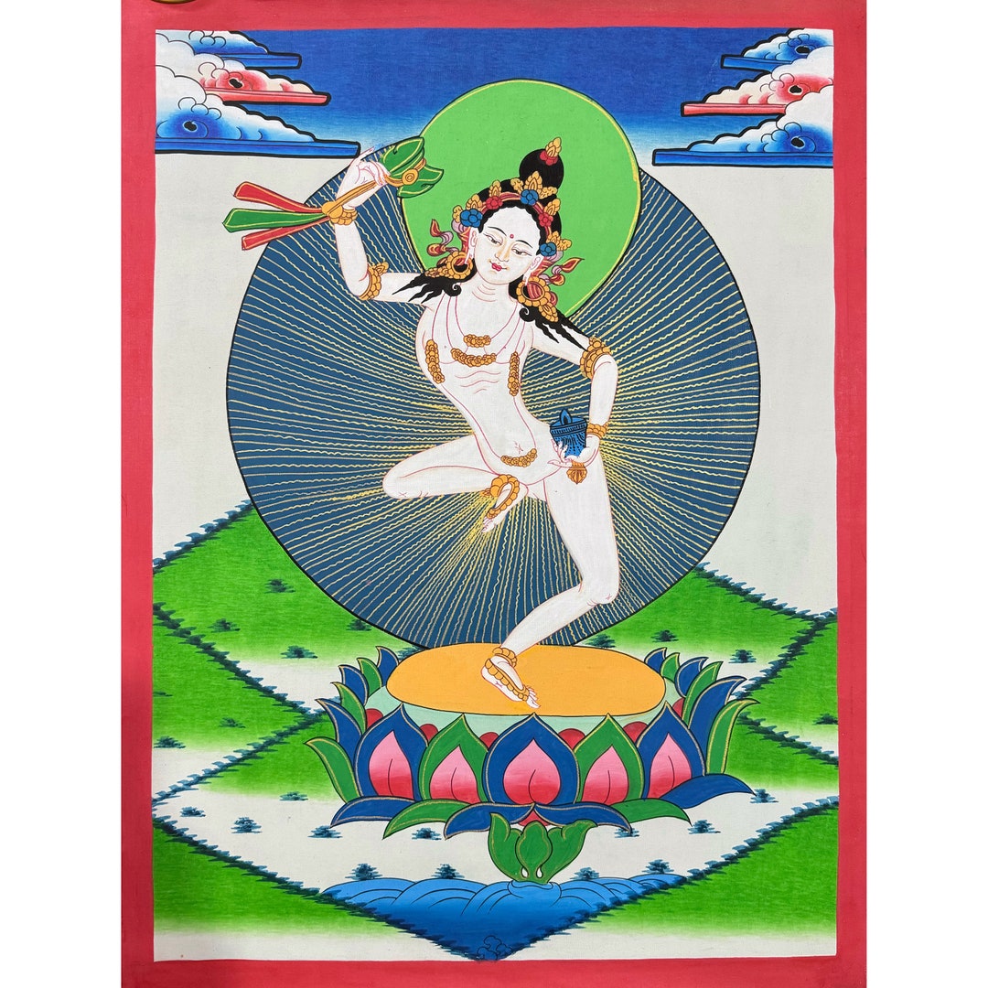 Handmade Machig Labdron Thangka Painting: Tibetan Wall Decor