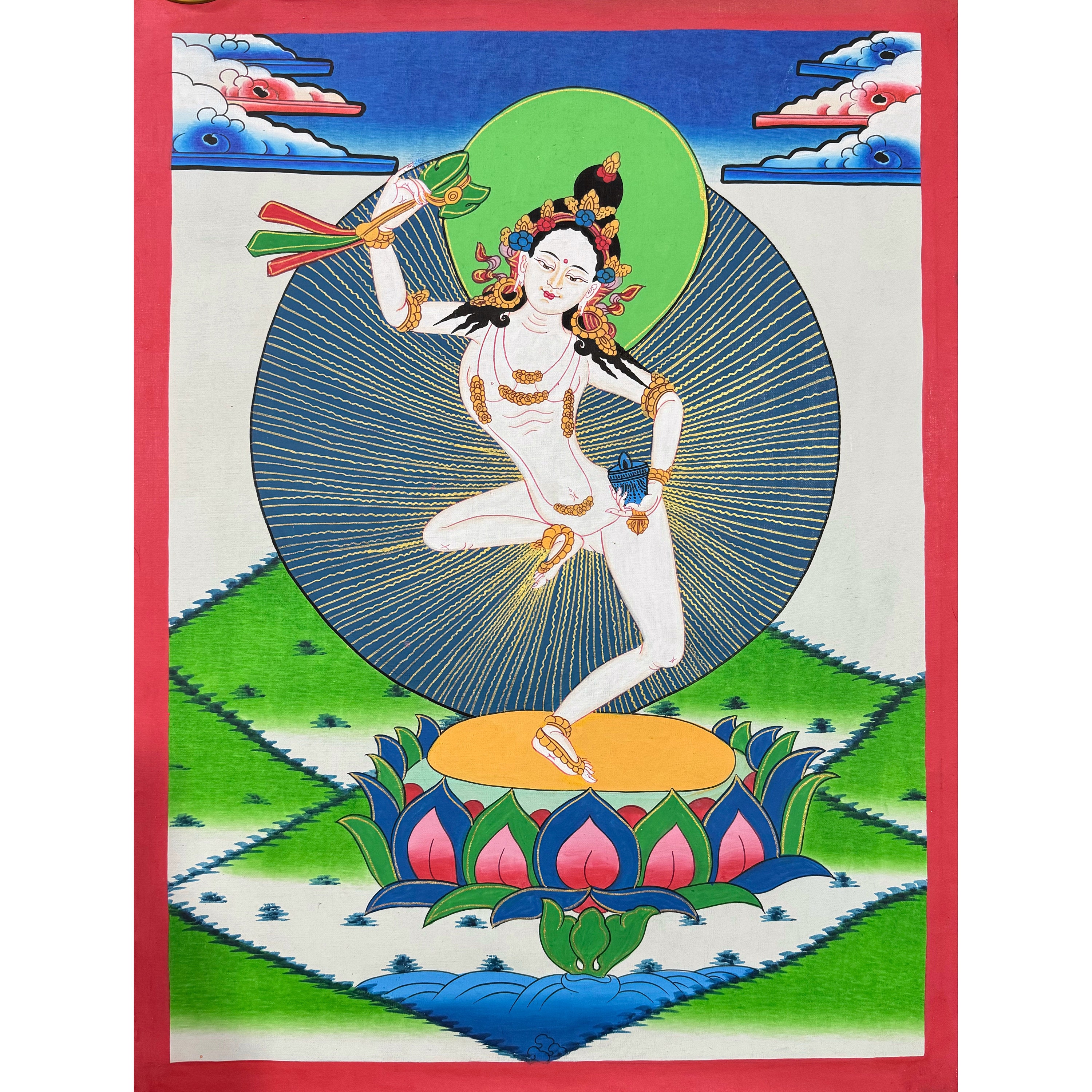 Handmade Machig Labdron Thangka Painting: Tibetan Wall Decor