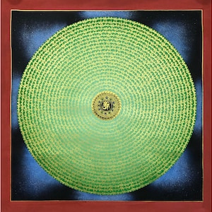 Om Prayer Mandala Thanka, Mantra Mandala Thangka, Om Mani Padme Hum Mandala Thangka, Mantra Blessed Thangka