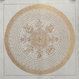 Auspicious Mantra Mandala Thanka, Om Mani Padme Hum Mandala Thangka, Bleessed Mandala Thanka, Tibetan Wall Decoration Painting