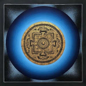 Bouddha Eye Mandala Thangka Peinture, Art Thangka Sacré Fait à la Main pour la Méditation et Bonne Chance à la Maison, Peinture de Décoration Murale Tibétaine